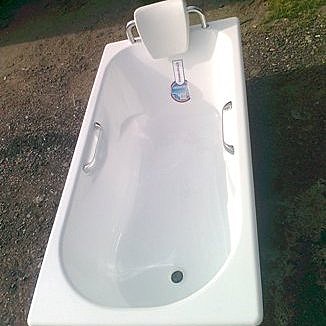 Чугунная ванна Универсал Сибирячка 150x75 см с ручками и подголовником